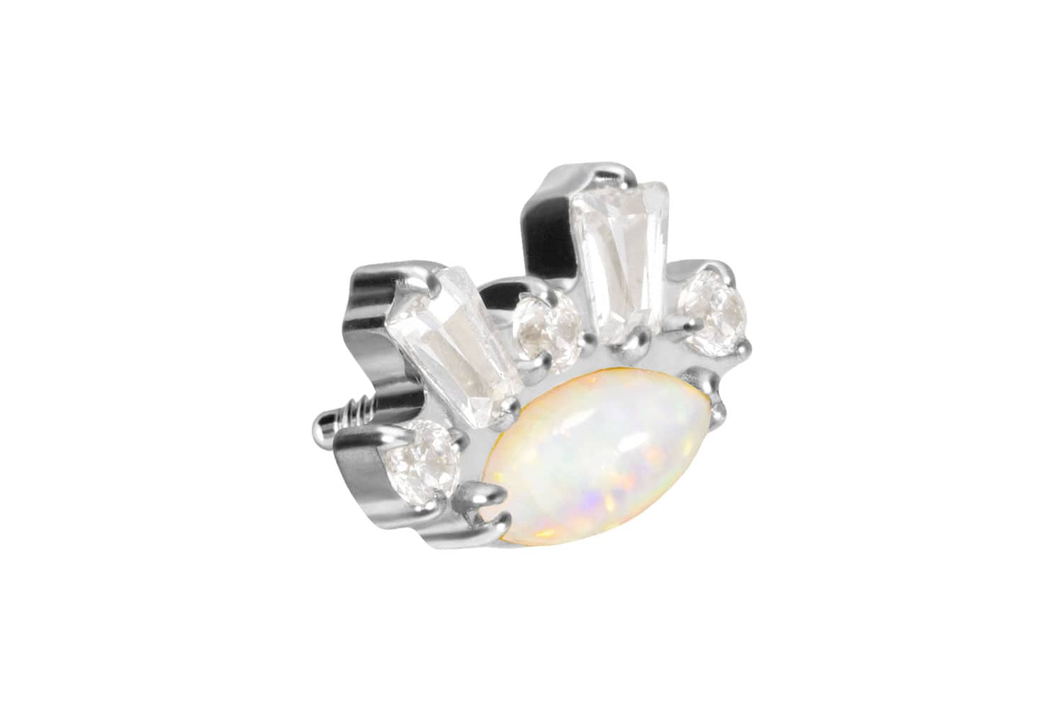 Titan Schraubaufsatz mit Außengewinde SYNTHETISCHER OPAL + KRISTALLE von Piercingline